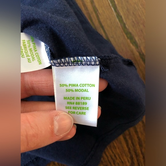 Lilly Pulitzer Women’s M Navy Blue Pima Cotton Off the Shoulder Blouse - VGUC! - Picture 7 of 8